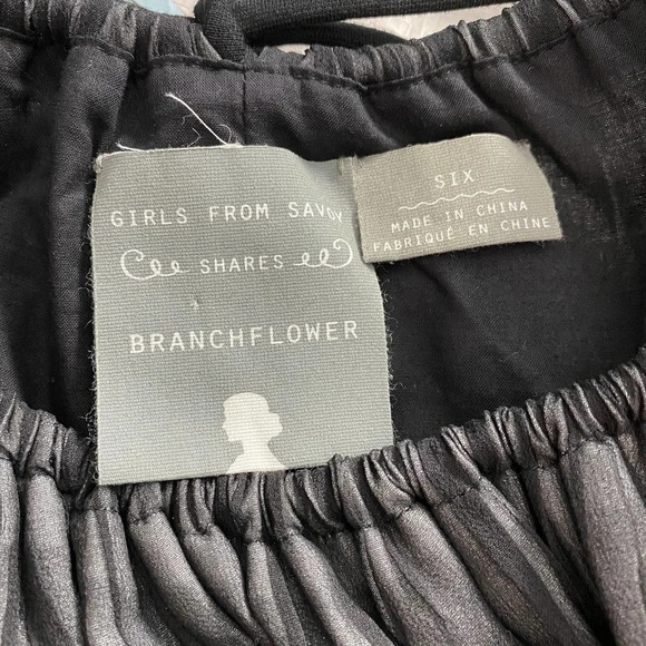 Anthropologie Girls from Savoy Shares Branchflower Silk Dress Gray Black Size 6 - Picture 11 of 12